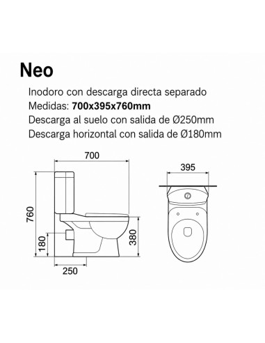 Inodoro Neo Largo Blanco con Mochila y Tapa Cierre Suave